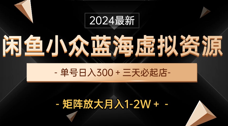 （10336期）最新闲鱼小众蓝海虚拟资源，单号日入300＋，三天必起店，矩阵放大月入1-2W_80楼网创