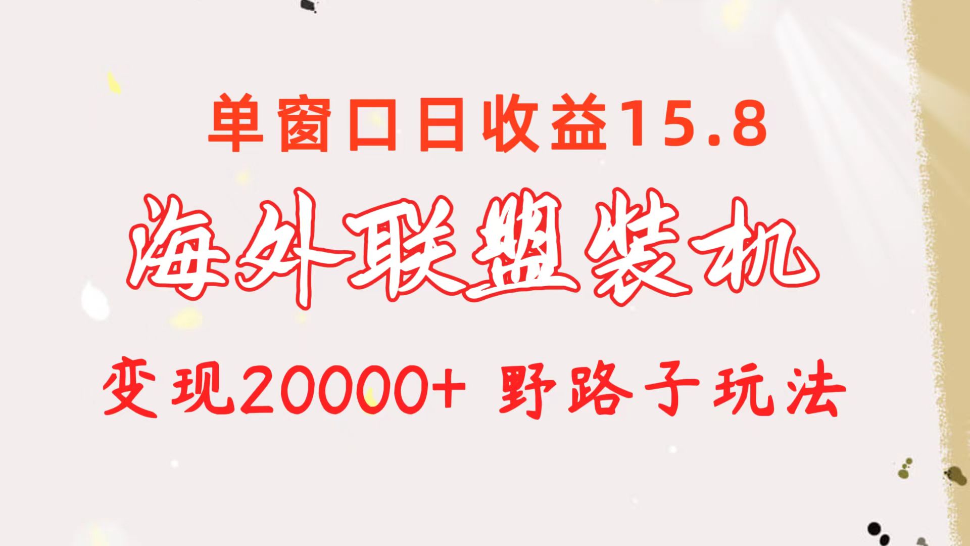 （10475期）海外联盟装机 单窗口日收益15.8  变现20000+ 野路子玩法_80楼网创