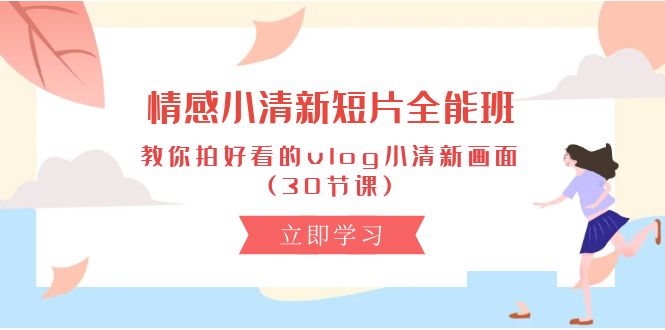 （10567期）情感 小清新短片-全能班，教你拍好看的vlog小清新画面 (30节课)_80楼网创