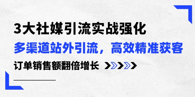 （10562期）3大社媒引流实操强化，多渠道站外引流/高效精准获客/订单销售额翻倍增长_80楼网创