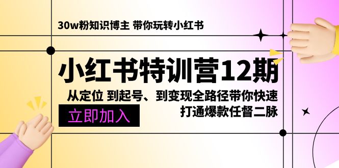 （10666期）小红书特训营12期：从定位 到起号、到变现全路径带你快速打通爆款任督二脉_80楼网创