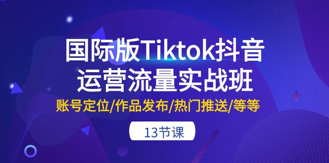 （10712期）国际版Tiktok抖音运营流量实战班：账号定位/作品发布/热门推送/等等-13节_80楼网创