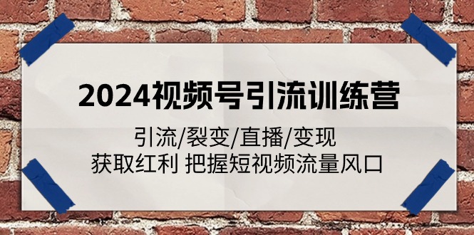 （11337期）2024视频号引流训练营：引流/裂变/直播/变现 获取红利 把握短视频流量风口