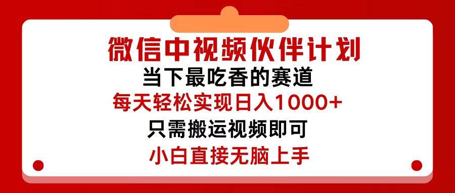 （12017期）微信中视频伙伴计划，仅靠搬运就能轻松实现日入500+，关键操作还简单，…