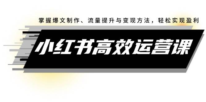 （12369期）小红书高效运营课：掌握爆文制作、流量提升与变现方法，轻松实现盈利