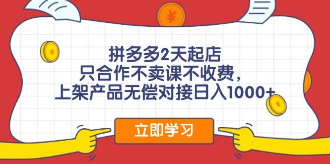 （12356期）拼多多0成本开店，只合作不卖课不收费，0成本尝试，日赚千元+