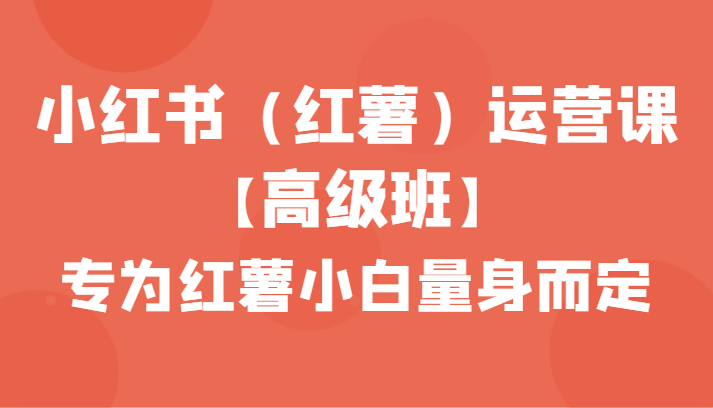 小红书（红薯）运营课【高级班】，专为红薯小白量身而定（42节课）_80楼网创