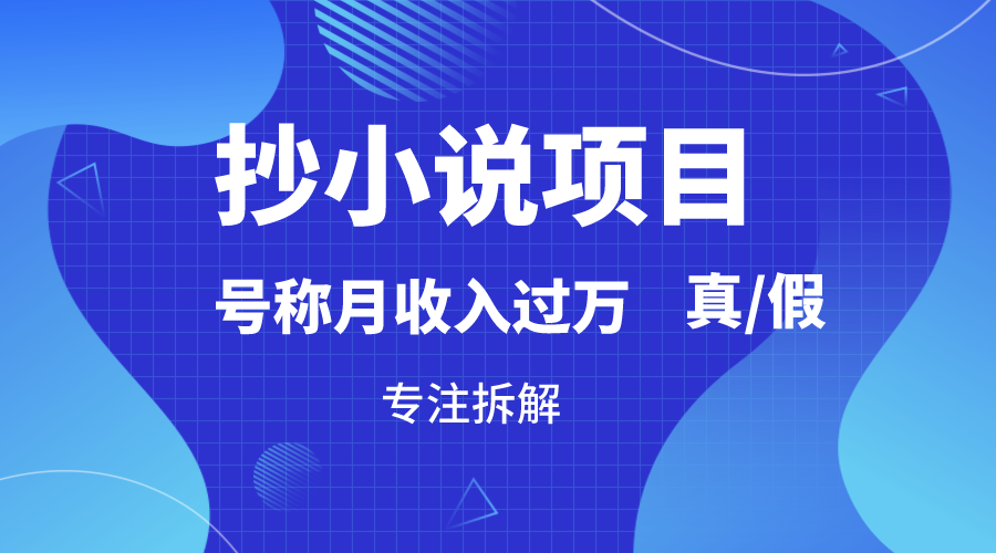 抄小说项目，号称月入过万，到底是否真实，能不能做，详细拆解_80楼网创