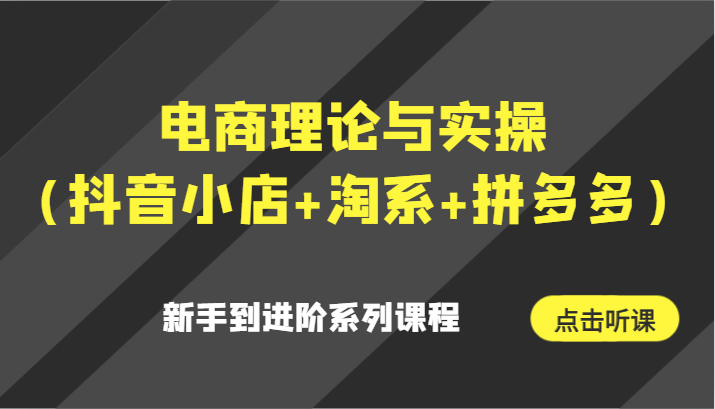 电商理论与实操（抖音小店+淘系+拼多多）新手到进阶系列课程_80楼网创