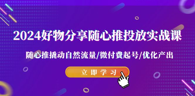 2024好物分享随心推投放实战课 随心推撬动自然流量/微付费起号/优化产出_80楼网创