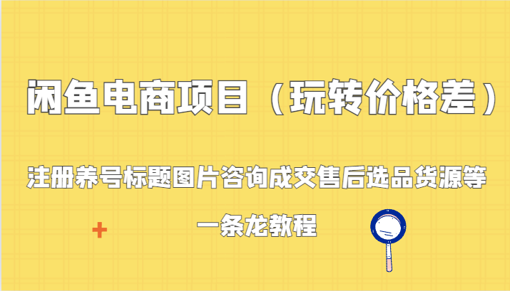 闲鱼电商项目（玩转价格差）：注册养号标题图片咨询成交售后选品货源等，一条龙教程_80楼网创