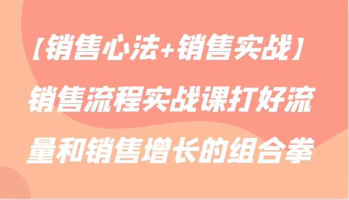 【销售心法+销售实战】销售流程实战课打好流量和销售增长的组合拳_80楼网创