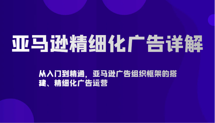 亚马逊精细化广告详解-从入门到精通，亚马逊广告组织框架的搭建、精细化广告运营_80楼网创