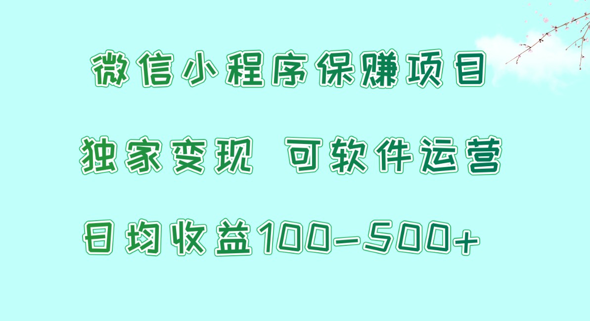 微信小程序保赚项目，日均收益100~500+，独家变现，可软件运营_80楼网创