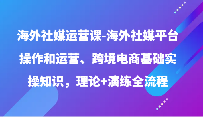 海外社媒运营课-海外社媒平台操作和运营、跨境电商基础实操知识，理论+演练全流程_80楼网创