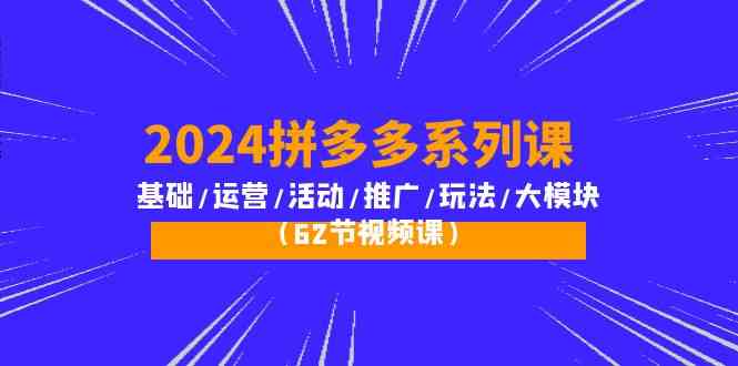 2024拼多多系列课：基础/运营/活动/推广/玩法/大模块（62节视频课）_80楼网创