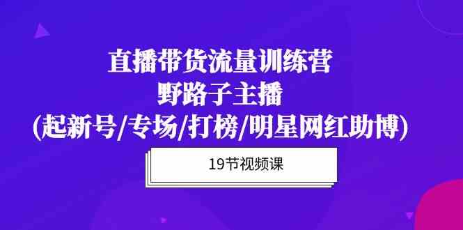 直播带货流量特训营，野路子主播(起新号/专场/打榜/明星网红助博)_80楼网创