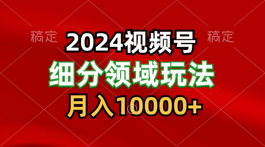 2024视频号分成计划细分领域玩法，每天5分钟，月入1W+_80楼网创