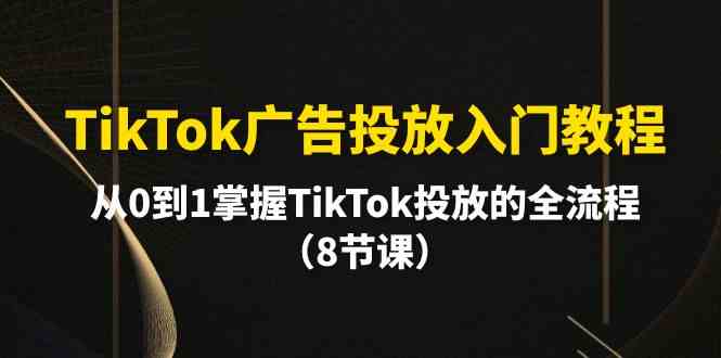 TikTok广告投放入门教程，从0到1掌握TikTok投放的全流程（8节课）_80楼网创