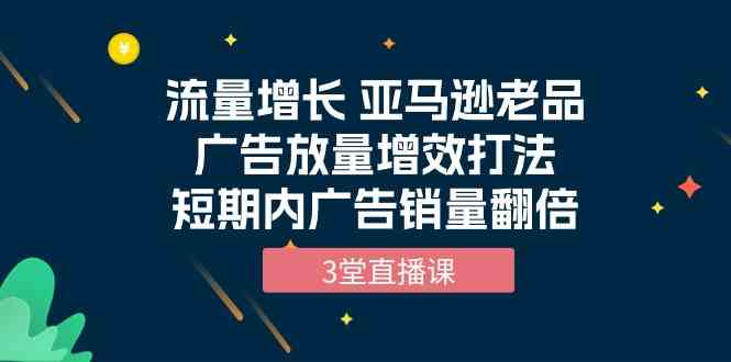 流量增长 亚马逊老品广告放量增效打法，短期内广告销量翻倍（3堂直播课）_80楼网创