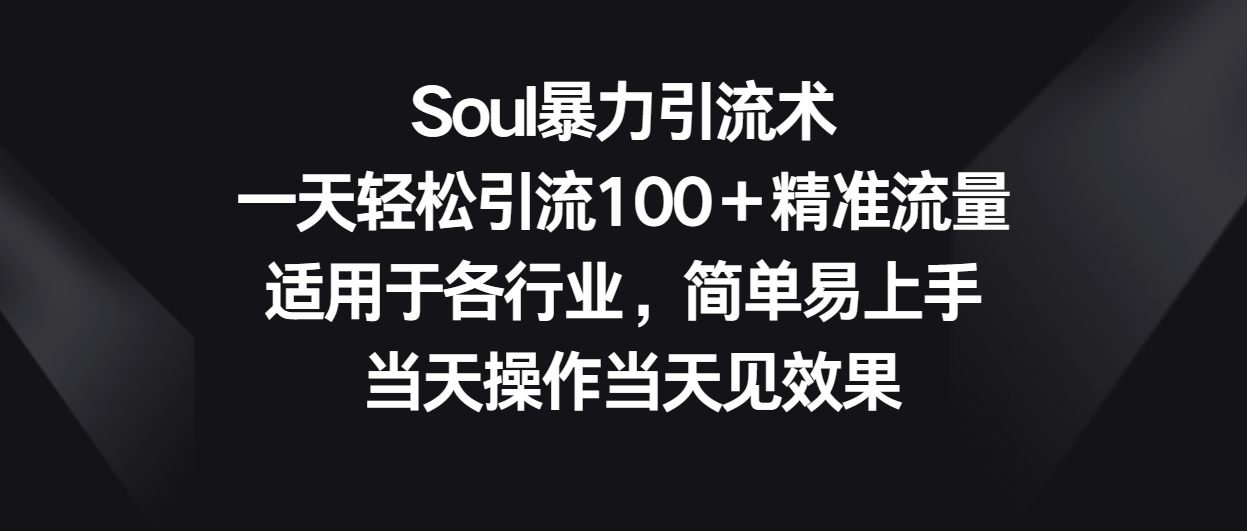 Soul暴力引流术，一天轻松引流100＋精准流量，适用于各行业，简单易上手！_80楼网创