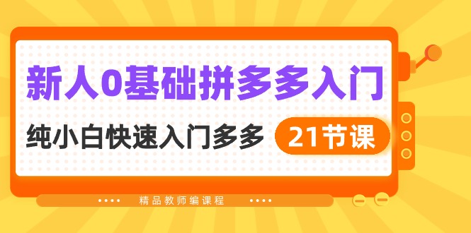 新人0基础拼多多入门，纯小白快速入门多多（21节课）_80楼网创