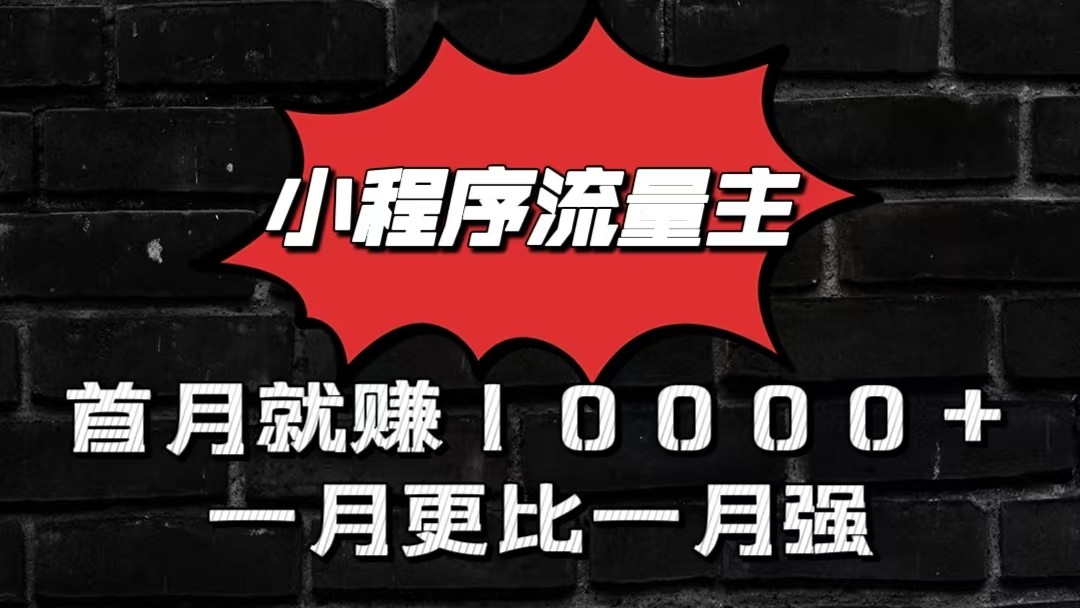 小程序流量主首月就赚10000+，一月更比一月强！小本创业首选_80楼网创