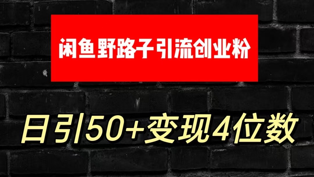 大眼闲鱼野路子引流创业粉，日引50+单日变现四位数_80楼网创