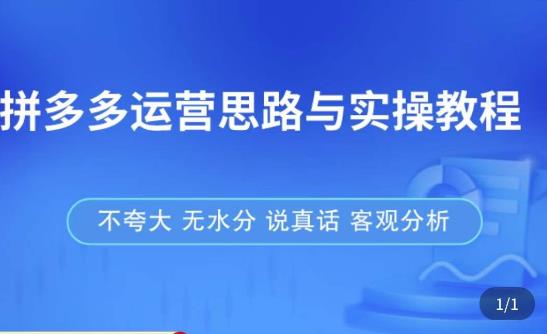 拼多多店铺运营思路与实操教程，快速学会拼多多开店和运营，少踩坑，多盈利