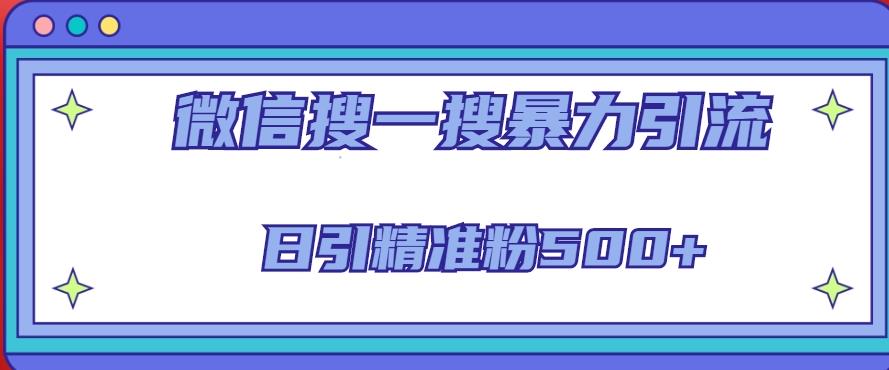 微信搜一搜引流全系列课程，日引精准粉500+（8节课）