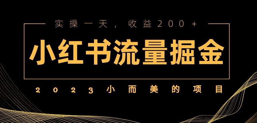 2023小而美的项目，小红书流量掘金，实操一天，收益200+