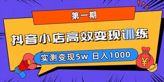 抖音小店高效变现训练营（第一期）,实测变现5w，日入1000