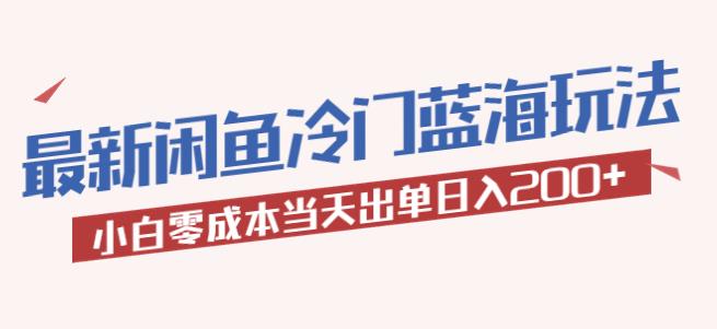 2023最新闲鱼冷门蓝海玩法，小白零成本当天出单日入200+