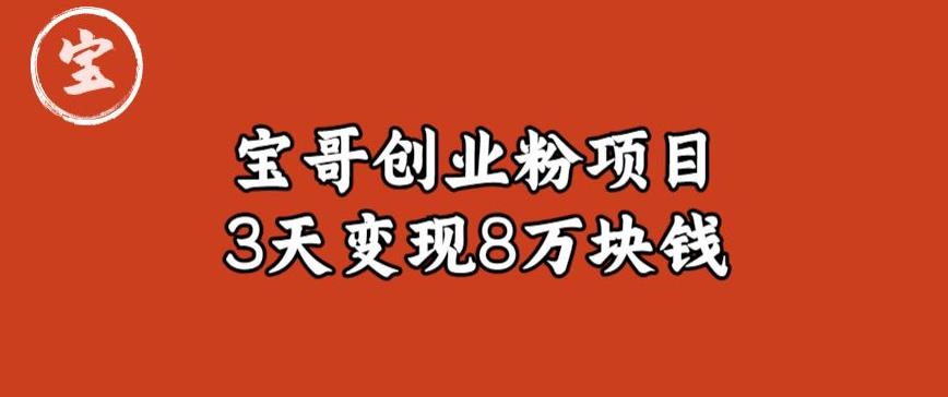 宝哥IP图文创业粉引流项目实战分享：单个账号3天涨粉1万，变现8万块钱（图文教程）