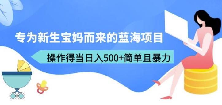 专为新生宝妈而来的蓝海项目，操作得当日入500+简单且暴力（教程+工具）