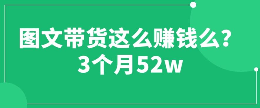 图文带货这么赚钱么? 3个月52W 图文带货运营加强课