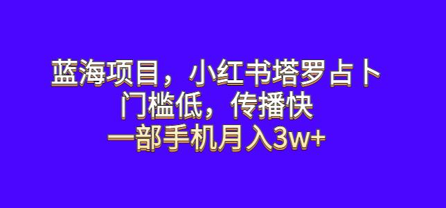 蓝海项目，小红书塔罗占卜，门槛低，传播快，一部手机月入3w+