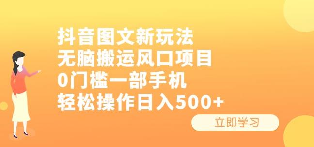 抖音图文新玩法，无脑搬运风口项目，0门槛一部手机轻松操作日入500+