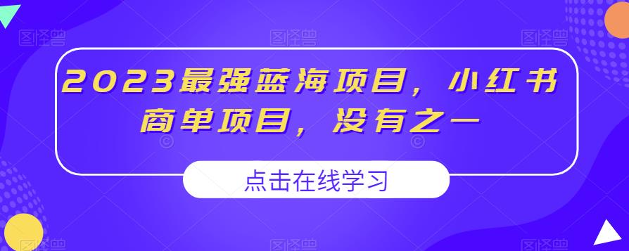 2023最强蓝海项目，小红书商单项目，没有之一