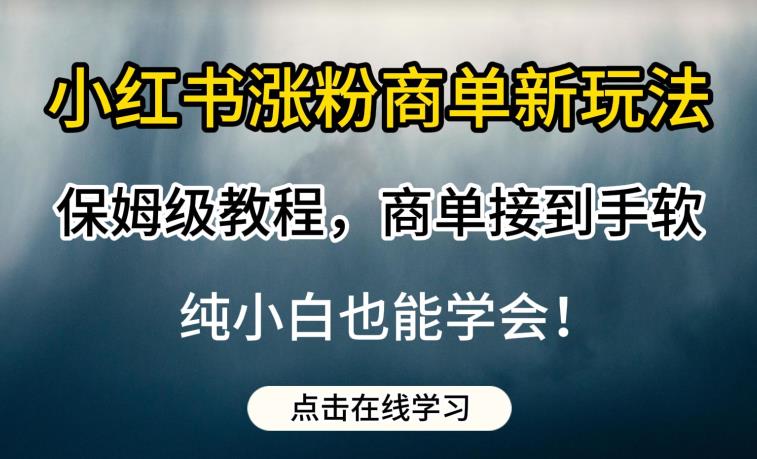 小红书涨粉商单新玩法，保姆级教程，商单接到手软，纯小白也能学会