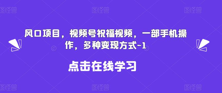 新风口项目，视频号祝福视频，一部手机操作，多种变现方式