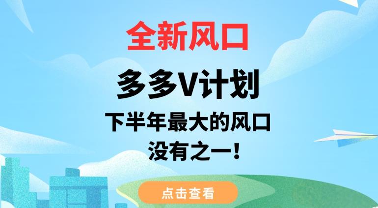 全新风口，多多V计划，下半年最大的风口项目，没有之一