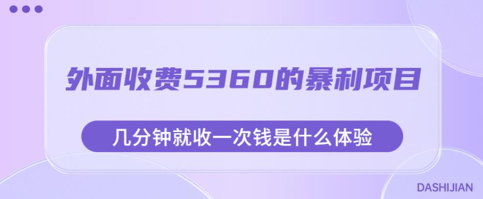 外面收费5360的暴利项目，几分钟就收一次钱是什么体验，附素材