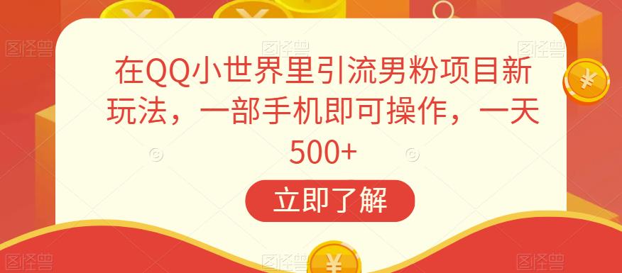 在QQ小世界里引流男粉项目新玩法，一部手机即可操作，一天500+