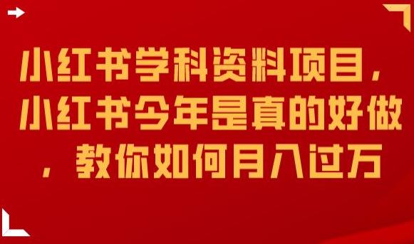 小红书学科资料项目，小红书今年是真的好做，教你如何月入过万