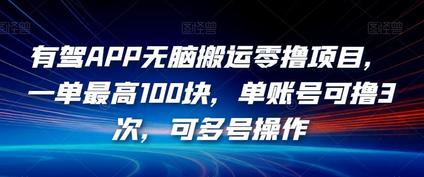 有驾APP无脑搬运零撸项目，一单最高100块，单账号可撸3次，可多号操作