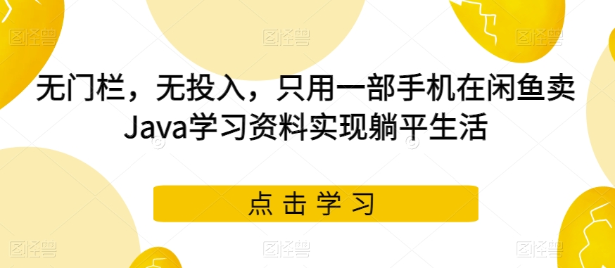 无门栏，无投入，只用一部手机在闲鱼卖Java学习资料实现躺平生活