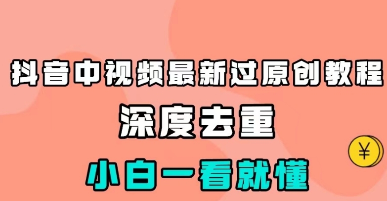 抖音中视频最新过原创教程，深度去重，小白一看就懂