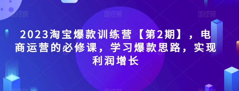 2023淘宝爆款训练营【第2期】，电商运营的必修课，学习爆款思路，实现利润增长_80楼网创