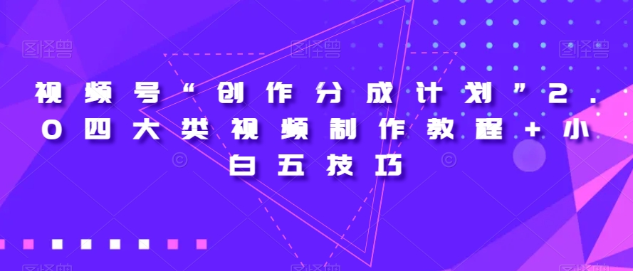 视频号“创作分成计划”2.0四大类视频制作教程+小白五技巧_80楼网创